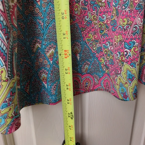 MSK - Geometric Multi-Colored Abstract Mini Dress Bell Sleeves - Picture 4 of 6